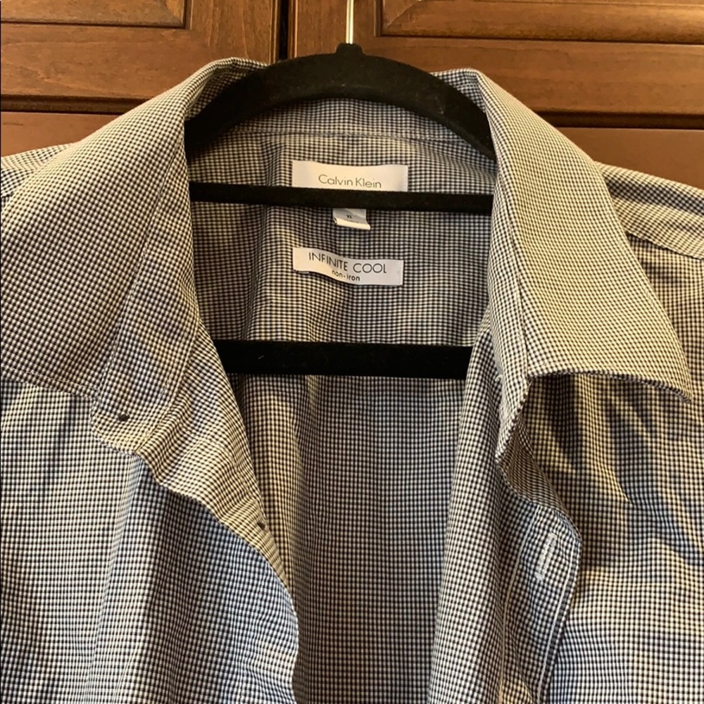 Calvin Klein Black and white micro-checker shirt